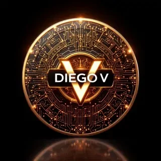 Una criptomoneda futurista completamente original, presentada en una vista frontal perfectamente centrada: completamente redonda, proporcional y sin inclinación ni ángulo. La moneda presenta un diseño elegante y de alta tecnología con circuitos brillantes, grabados digitales abstractos y finos detalles inspirados en el código informático y el desarrollo de software. En el centro de la moneda, el nombre "DIEGO V" está grabado en relieve con una fuente audaz y futurista. Alrededor del nombre, se integran elegantes líneas de código de programación a modo de grabados, lo que le otorga una estética moderna para desarrolladores. La moneda presenta texturas metálicas y holográficas que emiten un suave brillo eléctrico en tonos azules, dorados y plateados. El fondo es oscuro y de alta tecnología, con cuadrículas digitales, líneas de código flotantes y sutiles partículas de neón. Renderizado 3D ultrarrealista, estilo de interfaz de usuario ciberfuturista e iluminación cinematográfica.