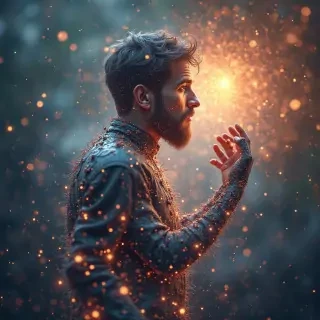 Un humano predicando imagen con realizmo